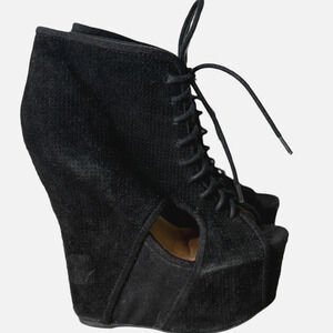 Jeffrey Campbel Shoes Women 6 M Black Suede Roks Platform Heels Edgy Punk Gothic